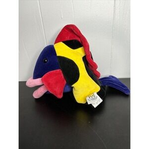 Vintage 1997 The Manhattan Toy Company Multi Color F-Lips Fish Hand Puppet Plush